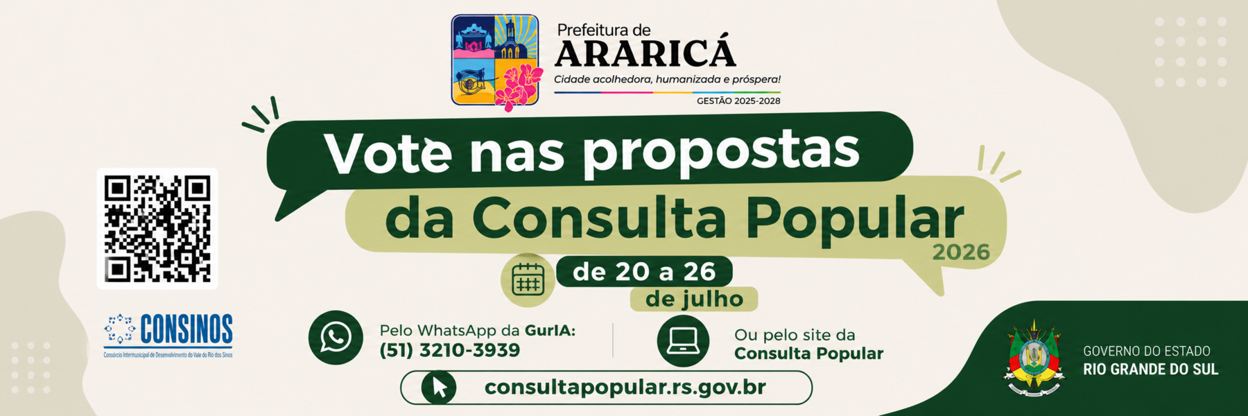 Consulta Popular 2026: vote nas propostas de Araricá.