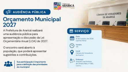 Prefeitura de Araricá realiza audiência pública para discutir o orçamento municipal de 2027